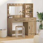 vidaXL Table de Toilette avec tiroir 2 Pièces Marron Bois d'ingénierie