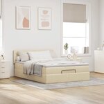 vidaXL Lit ottoman avec matelas et LED crème 140x190 cm tissu