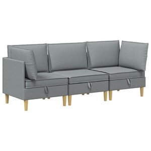 vidaXL Canapé modulaire avec rangement 3 Pièces Gris clair Tissu
