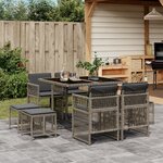vidaXL Ensemble à manger de jardin 9 Pièces coussins gris résine tressée
