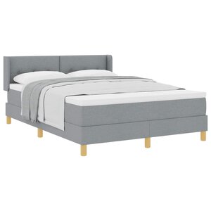 vidaXL Lit à ressorts avec matelas Gris clair 200 x 160 cm tissu