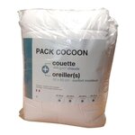 Linge de lit Microfibre - 1 Couette chaude 200 x 200 cm + 2 Oreillers 60 x 60 cm blanc