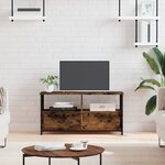 vidaXL Meuble TV chêne fumé 90x33x45 cm bois d'ingénierie et fer
