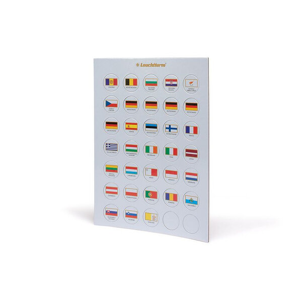 Chips drapeaux pour identifier collection des capsules 2 euros.