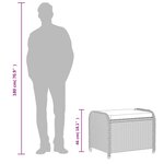 vidaXL Tabouret de jardin avec coussin noir 58x46x46 cm résine tressée