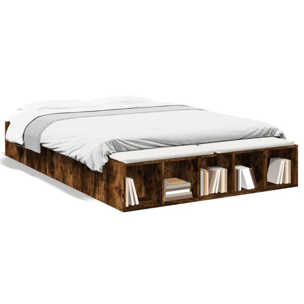 vidaXL Cadre de lit sans matelas chêne fumé 140x200 cm