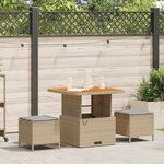 vidaXL Ensemble de salle à manger pour jardin 3 Pièces Beige Poly rotin