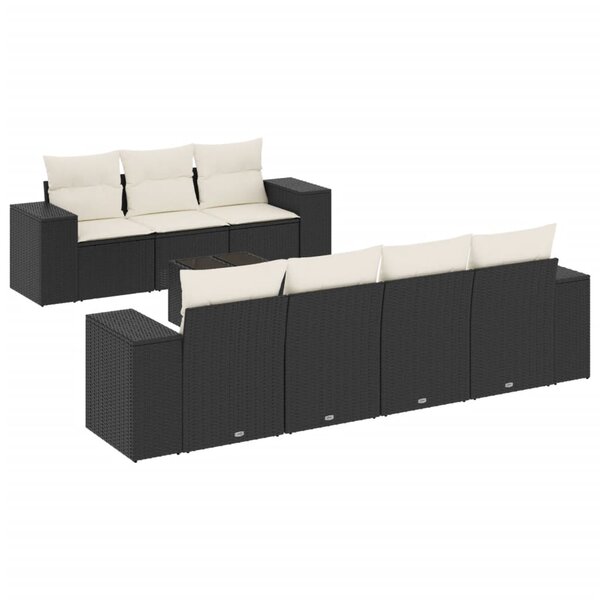 vidaXL Salon de jardin 8 Pièces avec coussins noir résine tressée