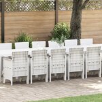 Ensemble salle à manger jardin 17 pièces avec coussins blanc poly rotin