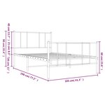 vidaXL Cadre de lit métal sans matelas et pied de lit blanc 100x190 cm