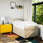 vidaXL Sommier à lattes de lit avec matelas Crème 100x200 cm Tissu