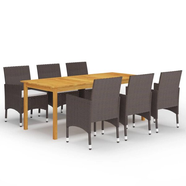 vidaXL Ensemble de salle à manger de jardin 7 Pièces Marron