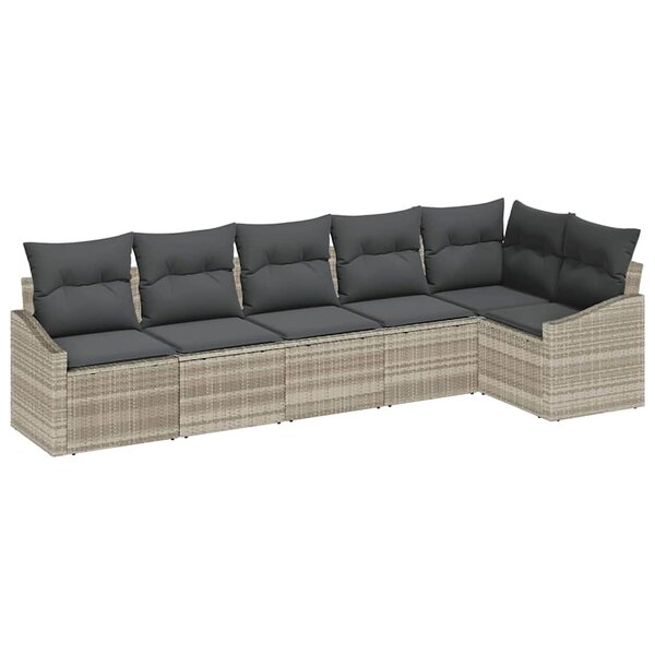 vidaXL Ensemble de canapé de jardin 6 Pièces Gris clair Poly rotin