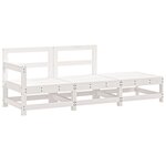 vidaXL Salon de jardin 3 Pièces blanc bois massif de pin