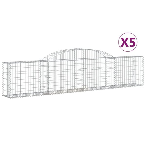 vidaXL Paniers à gabions arqués 5 Pièces 300x30x60/80 cm Fer galvanisé