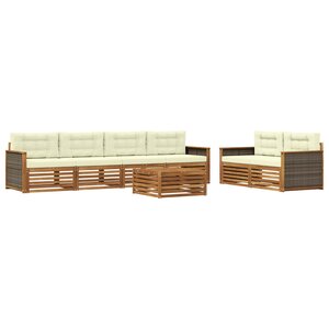 vidaXL Ensemble de canapés d'extérieur 7 pc Naturel et Crème