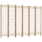 vidaXL Cloison de séparation pliante 6 panneaux 240 cm Bambou et toile