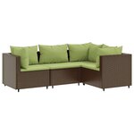 vidaXL Salon de jardin 4 Pièces avec coussins Marron Résine tressée