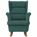 vidaXL Fauteuil à bascule à oreilles en velours vert foncé bois massif