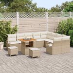 vidaXL Ensemble de canapé de jardin avec coussin 12 Pièces Beige et crème