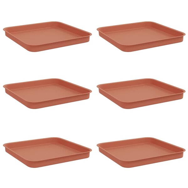 vidaXL Plateau carré à fleurs 6 Pièces Rouge brique 21 x 21 x 2 cm