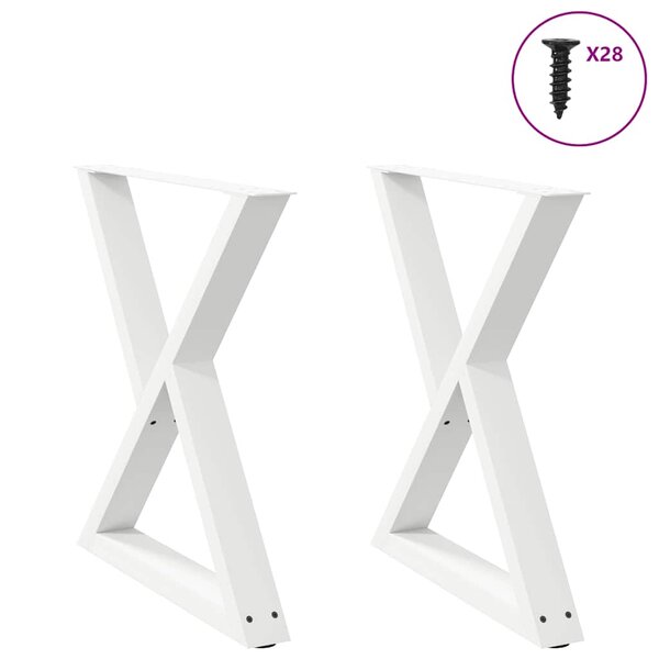 vidaXL Pieds de table à manger 2 pièces Blanc 70 x (72-73 3) cm Acier
