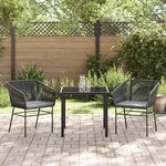 vidaXL Ensemble de salle à manger pour jardin 3 Pièces Noir Poly rotin