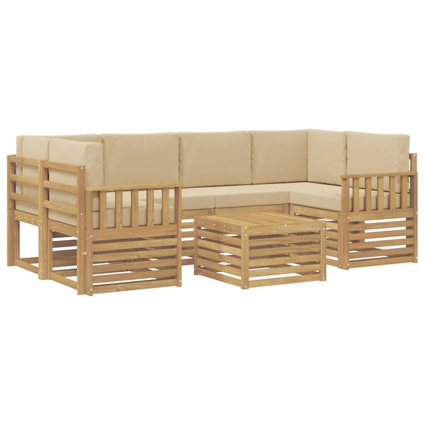 vidaXL Ensemble de canapés d'extérieur 7 Pièces Blanc et Beige Polyester