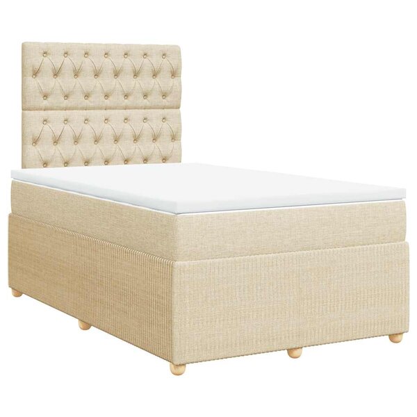 vidaXL Sommier à lattes de lit avec matelas Crème 120x200 cm Tissu