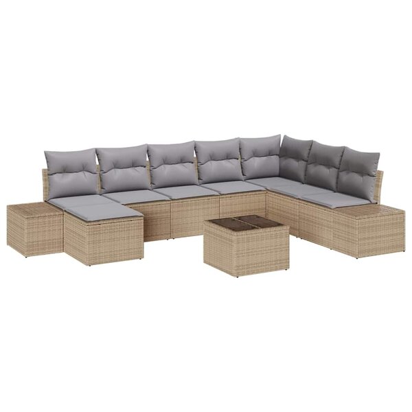 vidaXL Ensemble de canapé de jardin 8 Pièces Beige et gris clair