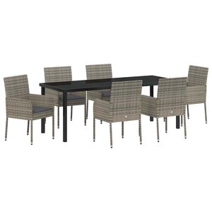 vidaXL Ensemble de salle à manger pour jardin 7 Pièces Gris polyrotin