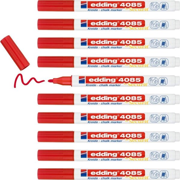 Marqueur Craie Liquide 4085 Rouge Pointe Ronde 1-2 mm x 10 EDDING