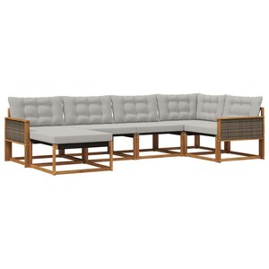 vidaXL Ensemble de canapés d'extérieur 6 pc Naturel et gris clair