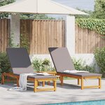 vidaXL Chaises longues 2 Pièces avec coussins en bois d'acacia massif