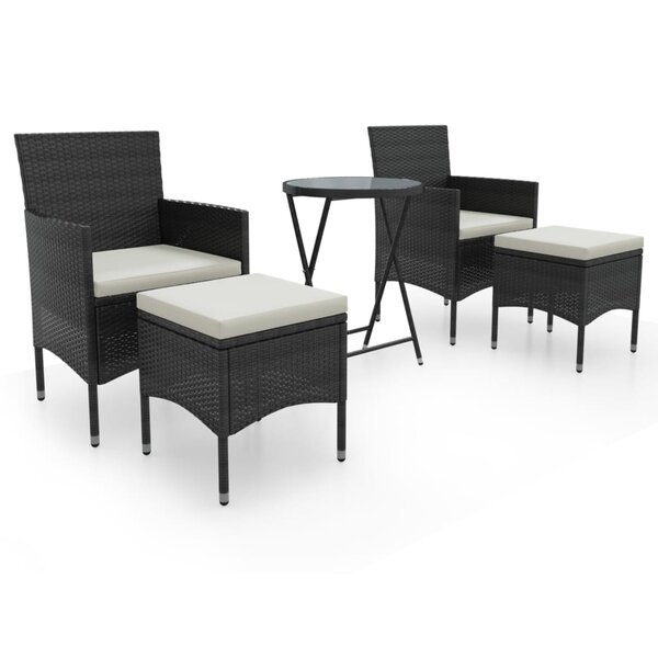 vidaXL Ensemble de bistro de jardin 5 Pièces poly rotin et verre trempé