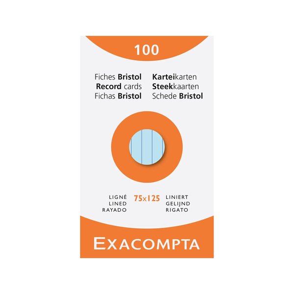 Etui De 100 Fiches - Bristol Ligné Non Perforé 75x125mm - Couleurs Assorties - X 10 - Exacompta