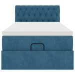 vidaXL Cadre de lit ottoman avec matelas bleu foncé 100x200 cm velours
