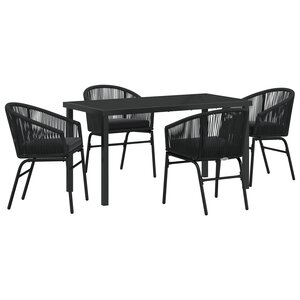vidaXL Ensemble de jardin 5 pièces Noir Poly Rattan