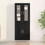 vidaXL Haut Armoire Montage mural 2 Pièces Chêne noir 69 5 x 34 x 180 cm