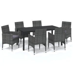 vidaXL Ensemble à manger de jardin coussins 7Pièces Résine tressée Gris