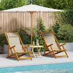Chaises de plage pliantes vidaXL 2 Pièces Taupe en bois d'acacia et Textilène