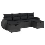 vidaXL Salon de jardin 6 Pièces avec coussins noir résine tressée