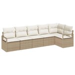 vidaXL Ensemble de canapé de jardin avec coussin 6 Pièces Beige et crème