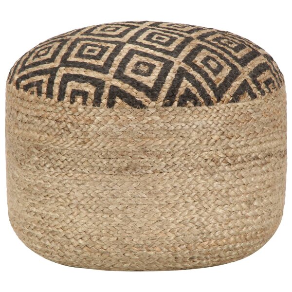 vidaXL Pouf fait à la main Noir 45 x 30 cm Jute