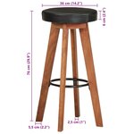 vidaXL Tabourets de bar 2 Pièces Cuir véritable et bois d'acacia solide