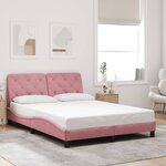 vidaXL Cadre de lit avec LED sans matelas rose 140x200 cm velours