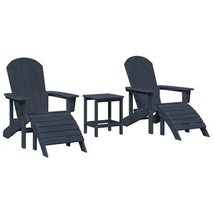 vidaXL Chaise de jardin 3 pc Bleu marine Polyéthylène