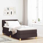vidaXL Lit à Ressorts avec Matelas Crème 90x200 cm Tissu Marron foncé