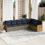 vidaXL Salon de jardin 7 Pièces avec coussins gris résine tressée