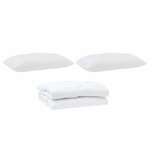 vidaXL Couette avec oreiller 3 Pièces Blanc Microfibre
